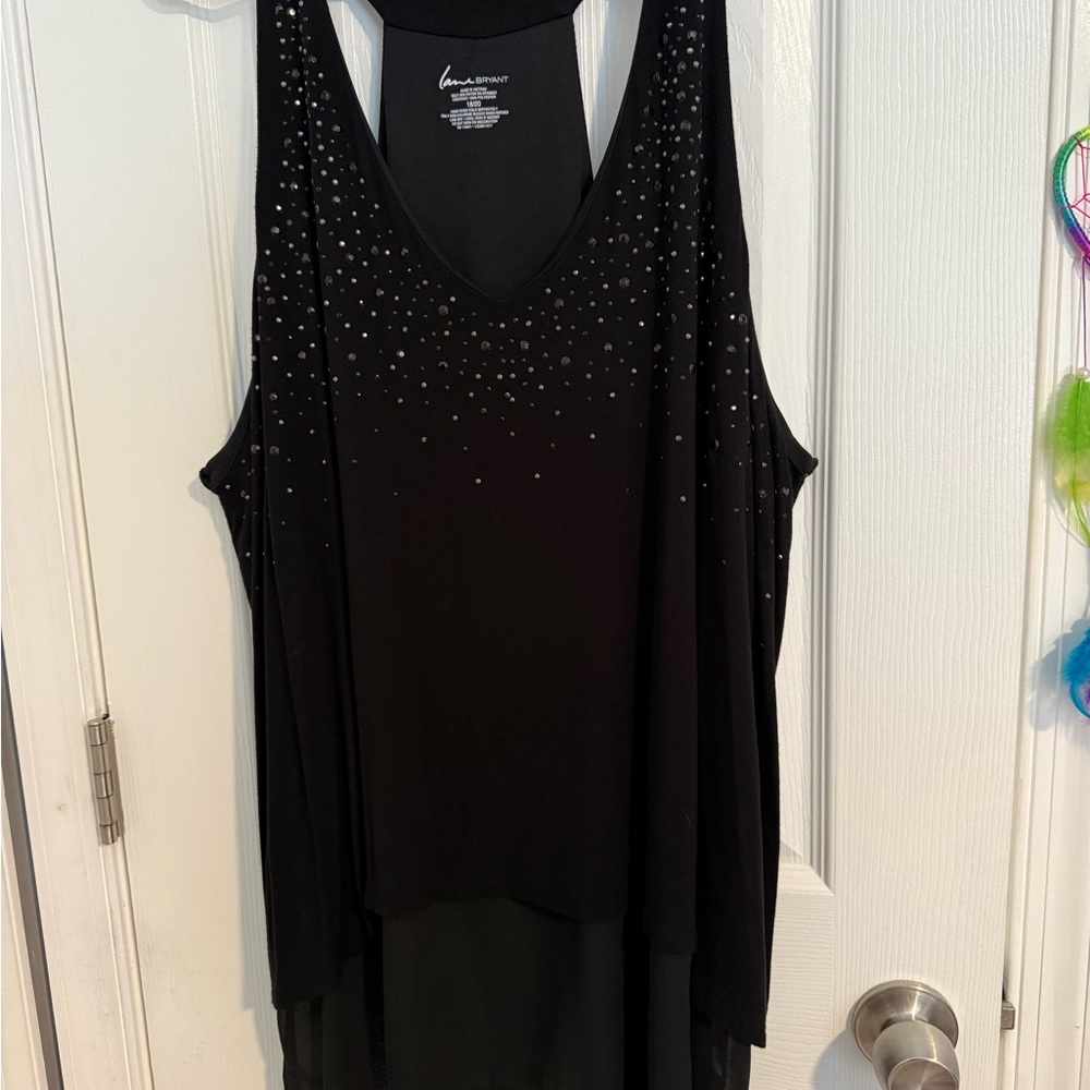 Lane Bryant Black Tank Top with Studded Detail